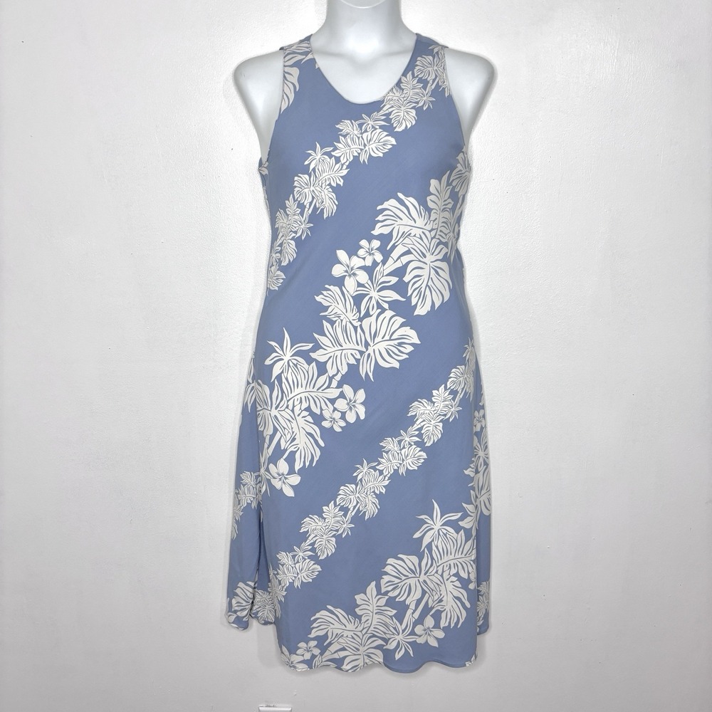 Blue Hawaii Hawaiian Islands Dress Large Blue White Tropical Aloha Luau Vacation
